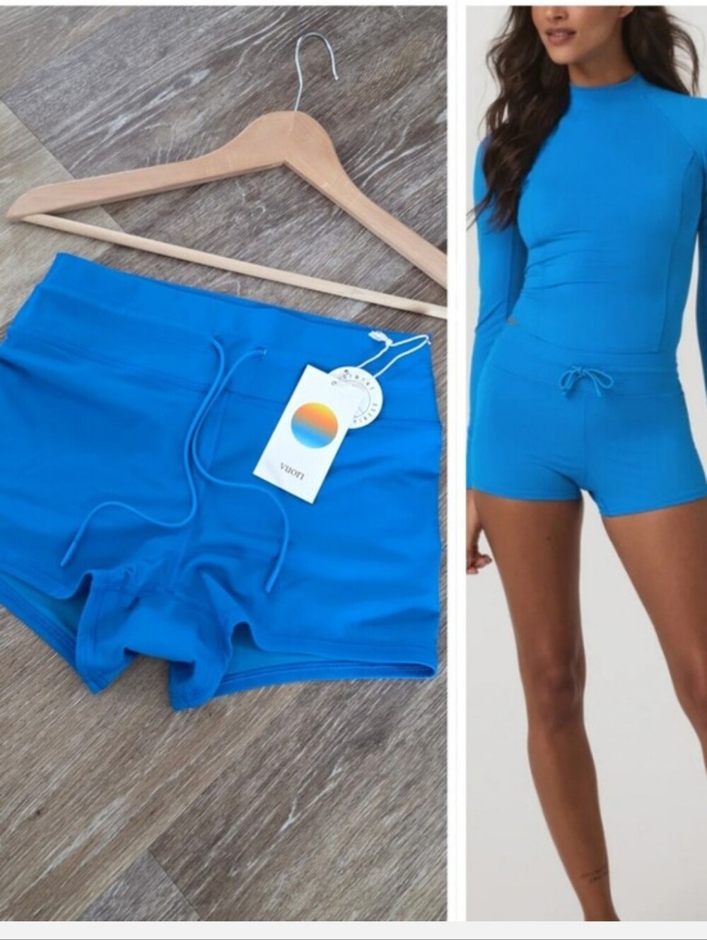 Vuori Swim Shorty Regatta Blue NWT HTF High Rise Drawcord Athletic Shorts Bikini